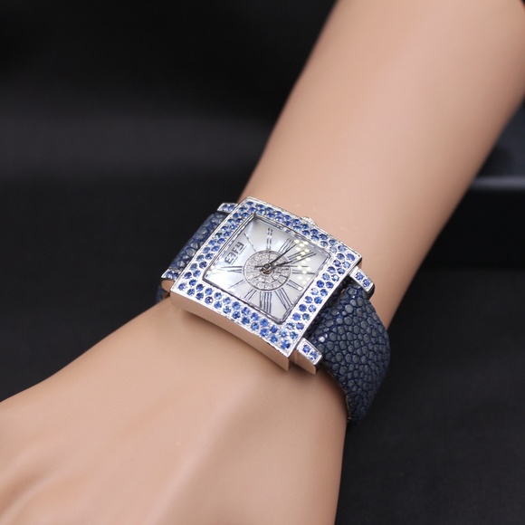 Blue Sapphire Diamond 3.37 Tcw Unisex Luxury Watch main image 4